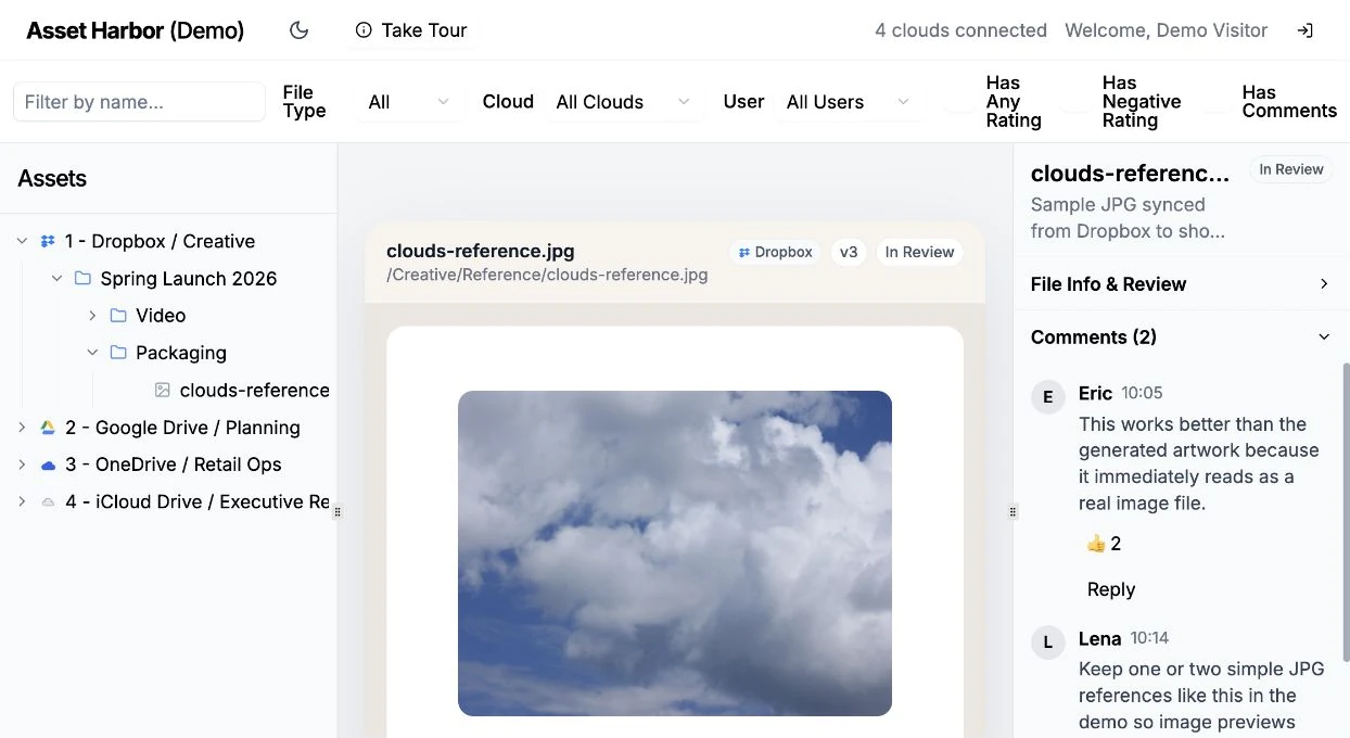 Asset Harbor file review workspace