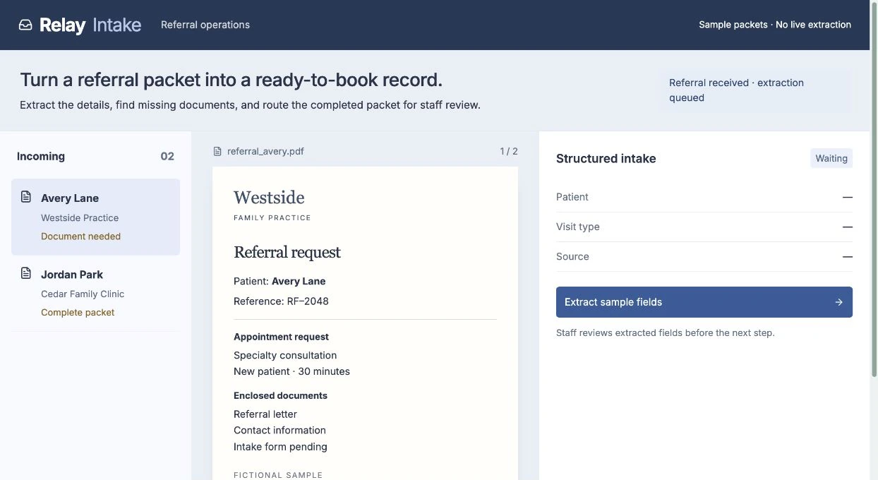 Relay Intake referral extraction and review desk